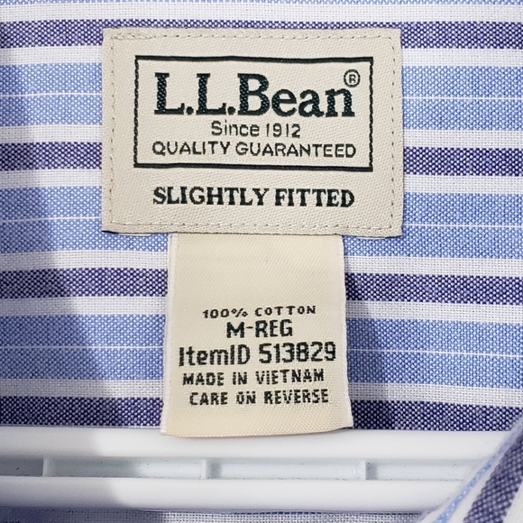 L.L. Bean Men’s Blue and White Striped Button-Down Shirt Size Medium - Picture 8 of 9